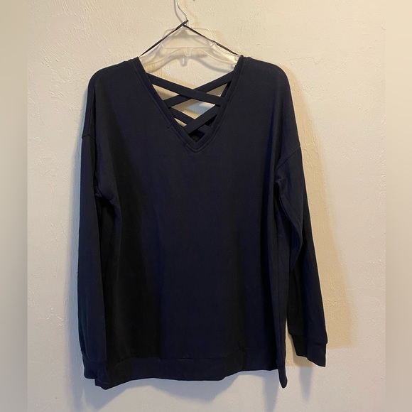Tint & Shadow Long Sleeve Solid Navy Blue Sweater - Picture 2 of 2